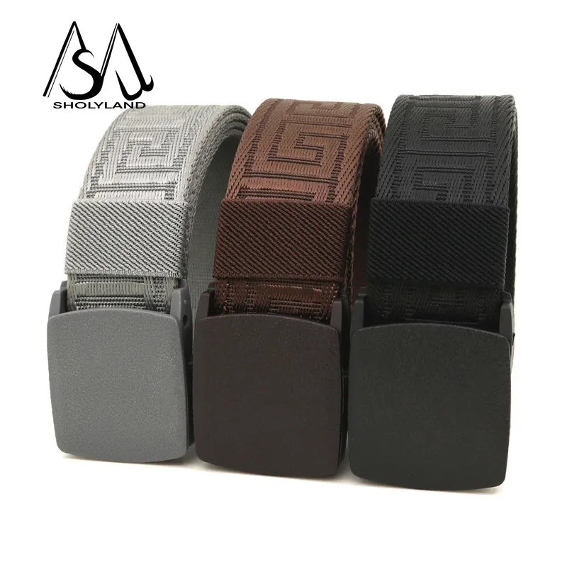 New Trendy Fashion Men\'s Belt Casual Versatile Adjustable Belt Men\'s Neutral Plastic Buckle Outdoor Travel Tactical Belt