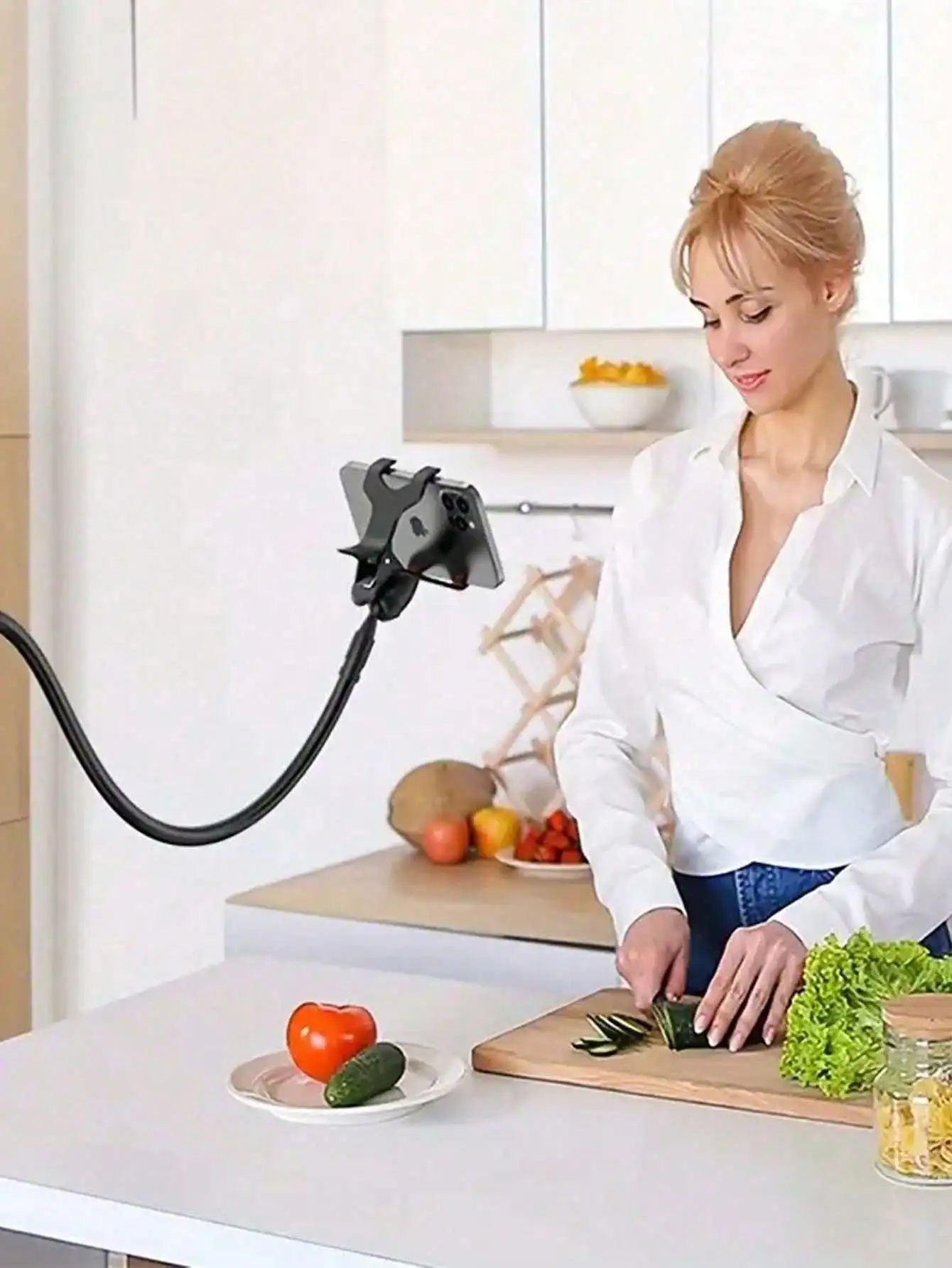 

1PC mobile phone clip on stand, bedside mobile phone stand with 360 degree rotating plastic stand,suitable for table and bed