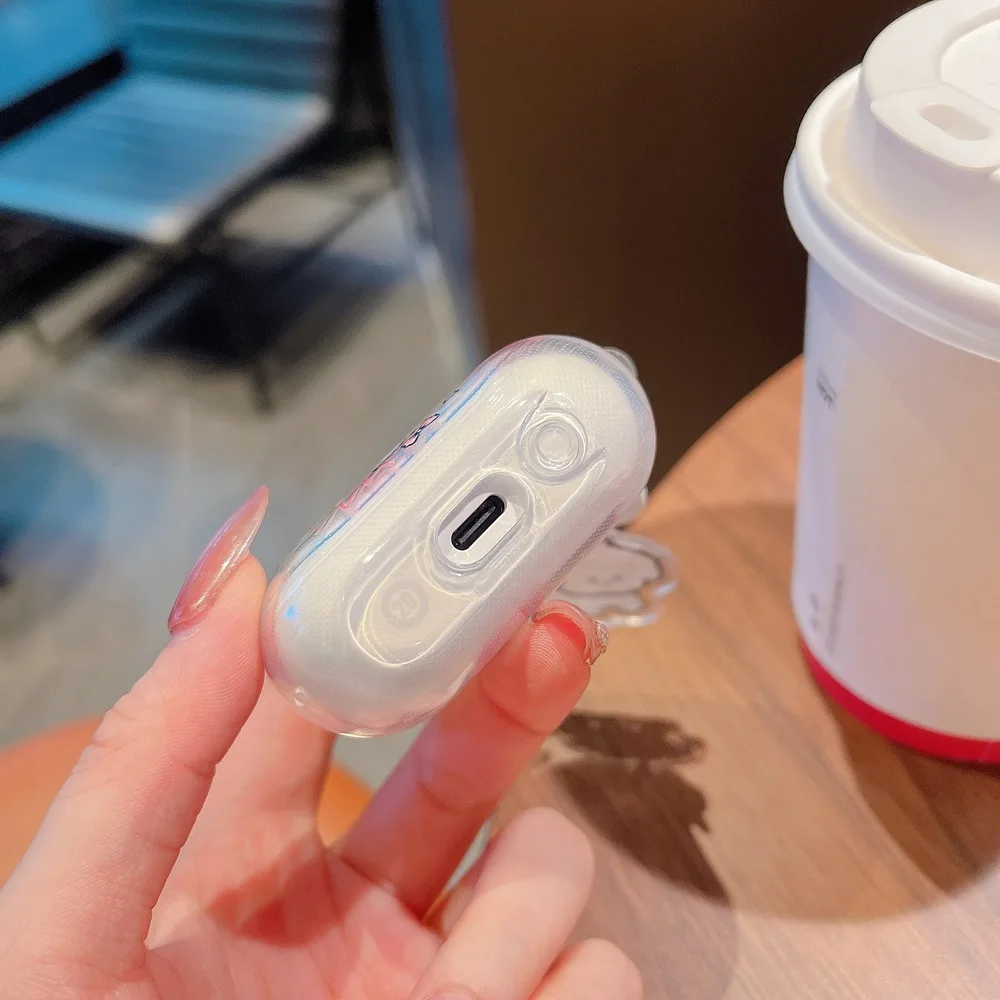 Cute Cartoon Cherry Bow Earphone Case For Samsung Galaxy Buds 3 / Buds 3 Pro Wireless Headset Clear Soft TPU Protective Cover