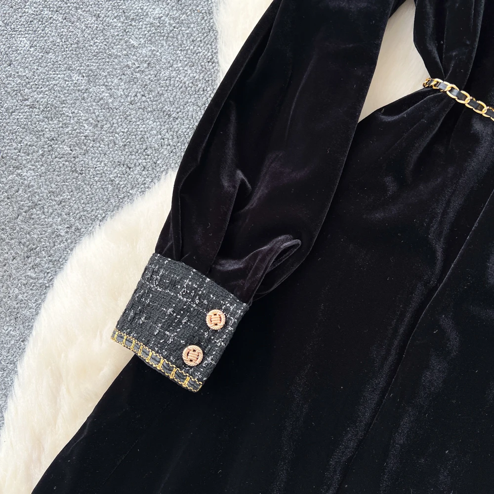 ชุดเดรสยาวแขนยาวผูกเชือกติดกระดุมทรงเข้ารูป สไตล์หรูหราทันสมัย เหมาะสำหรับงานปาร์ตี้ งานกลางคืน แฟชั่นสตรีท ฤดูใบไม้ร่วง