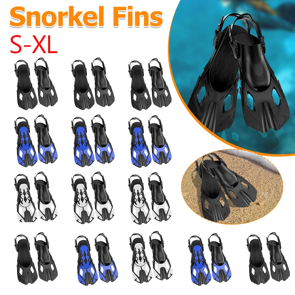 

Snorkel Fins Scuba Diving Shoes Adjustable Buckles Travel Size Swim Fins Open Heel Non Slip for Snorkeling Diving Swimming