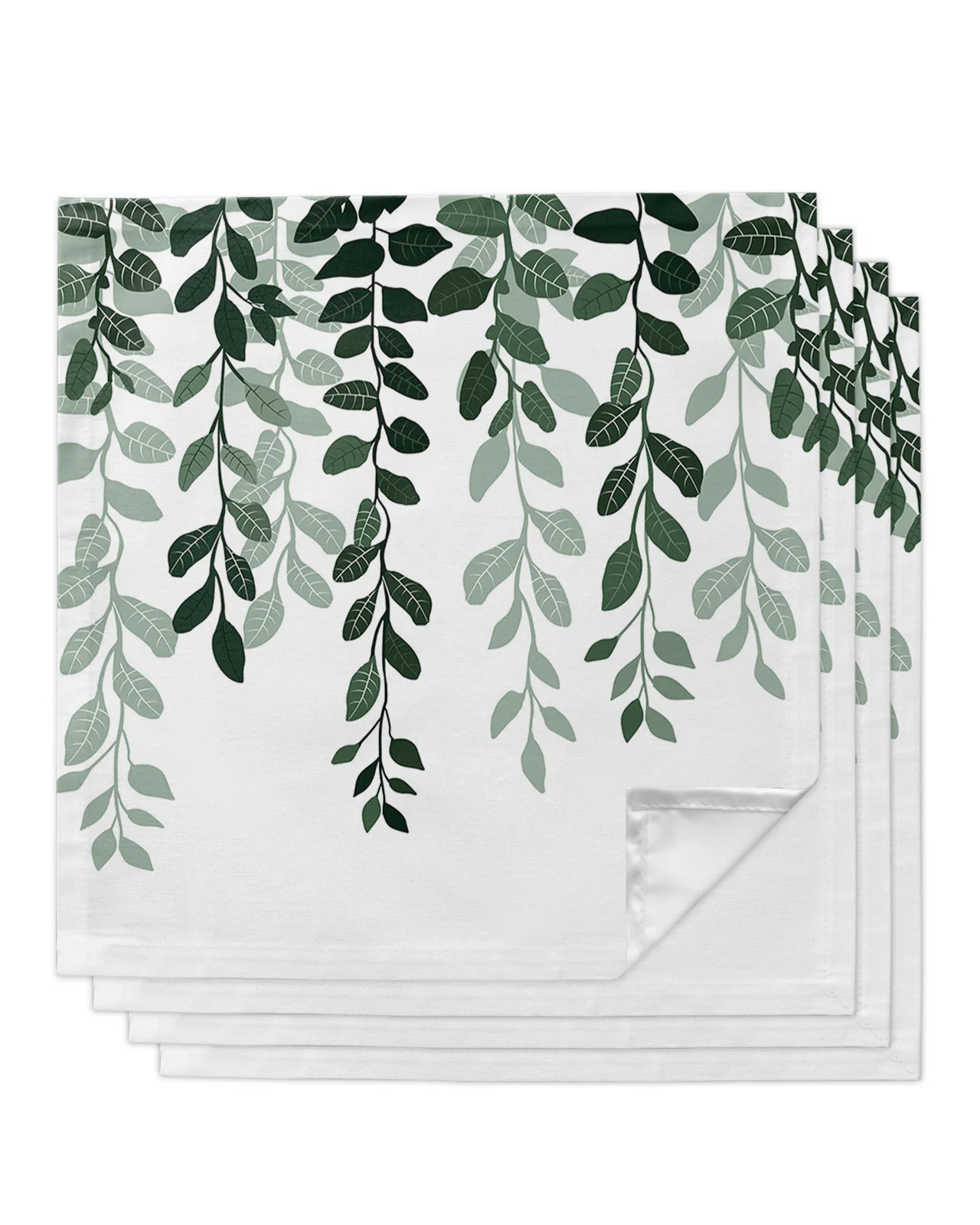 Rustic Leaves Plants Table Napkins Cloth Set Handkerchief Wedding Party Placemat Xmas Banquet Tea Napkins