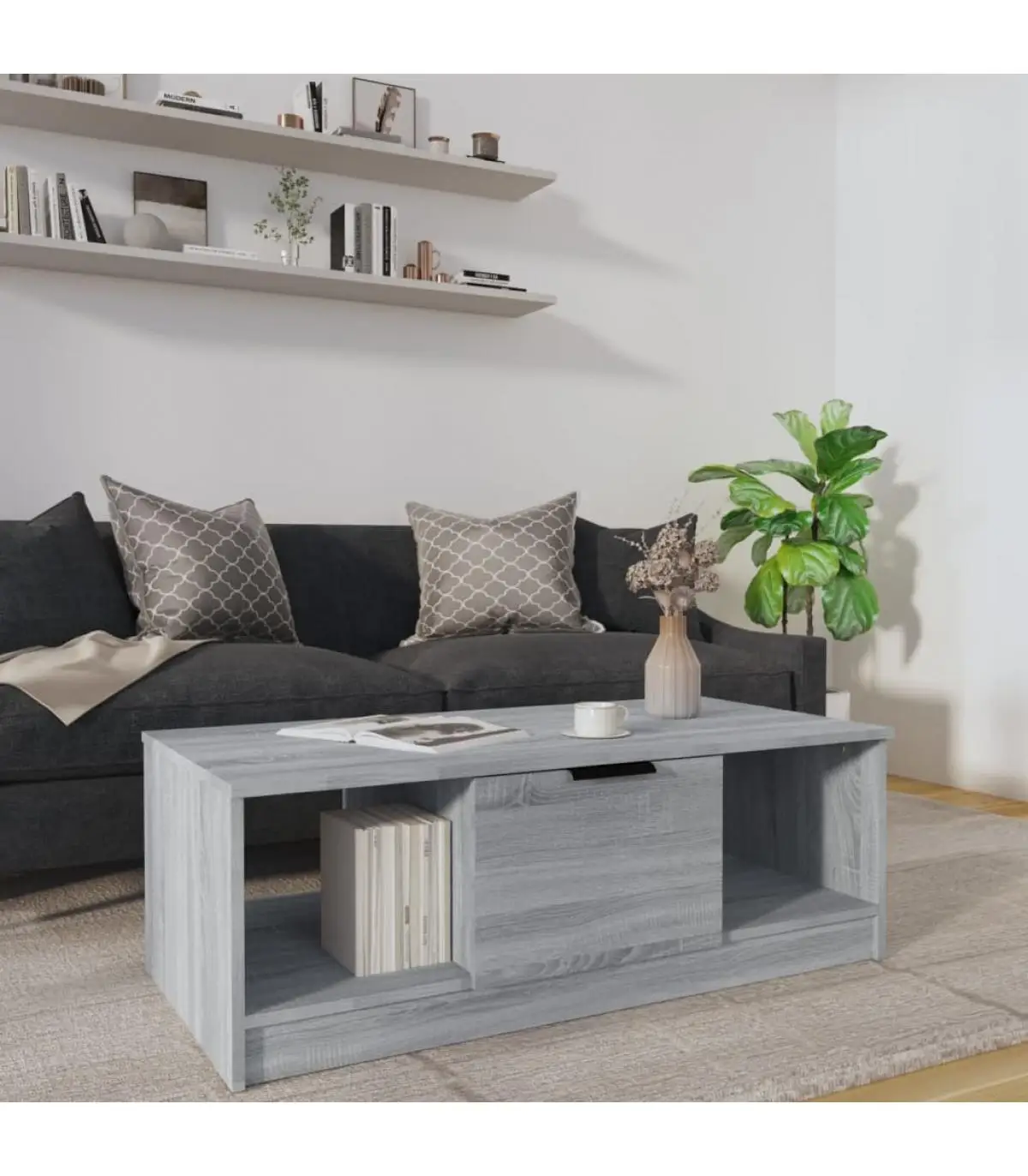 Coffee tables coffee table plywood gray Sonoma 102x50x36 cm