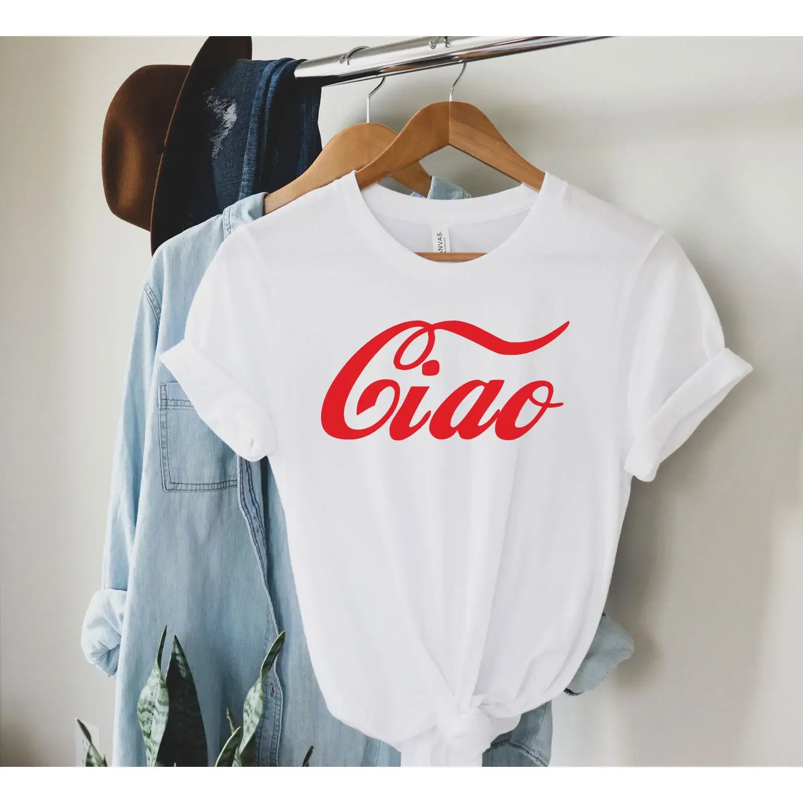 Ciao T Shirt Downtown Girl Italia Theme Cute Preppy Cool Minimalist Trendy Italian vintage Washed Stretched Unisex Casual
