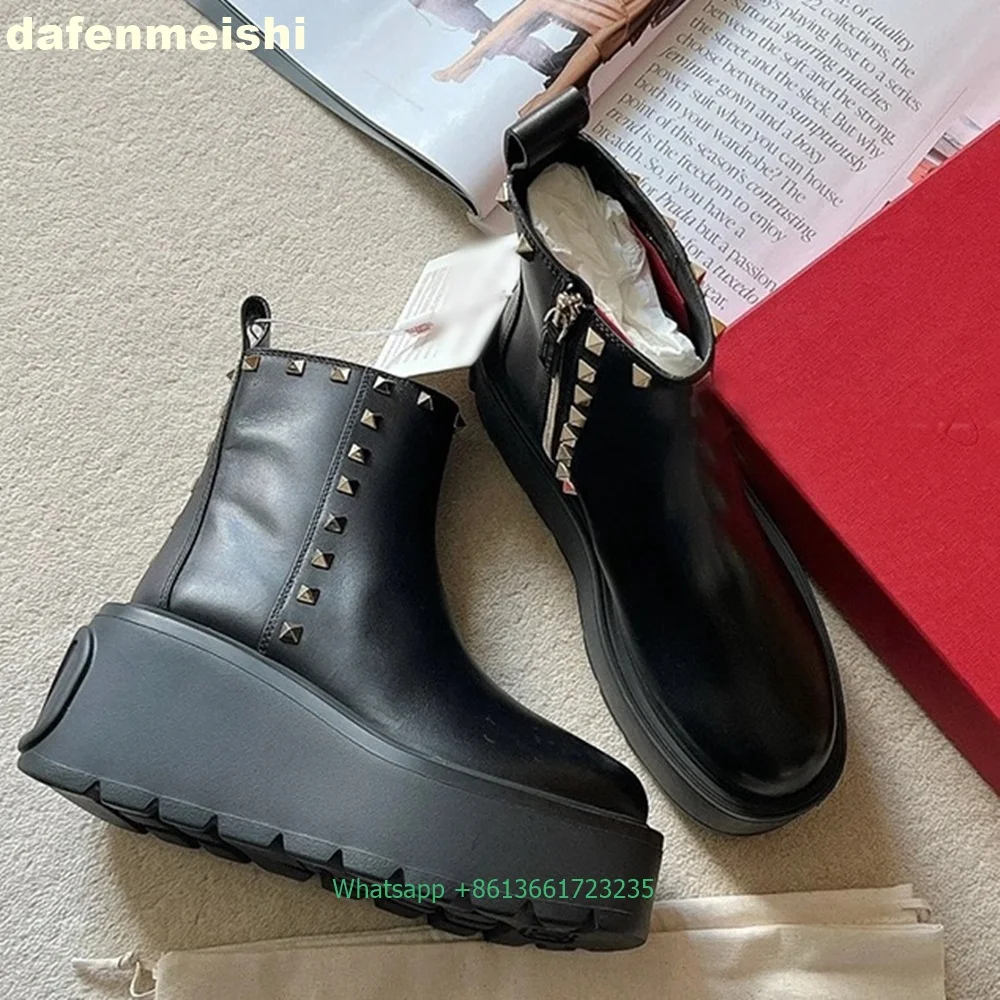 Black/red Women's Chelsea Boots Wedges Platform Pull-On Ankle Boots Winter Warm with Velvet Height Increasing Fashionable Boots