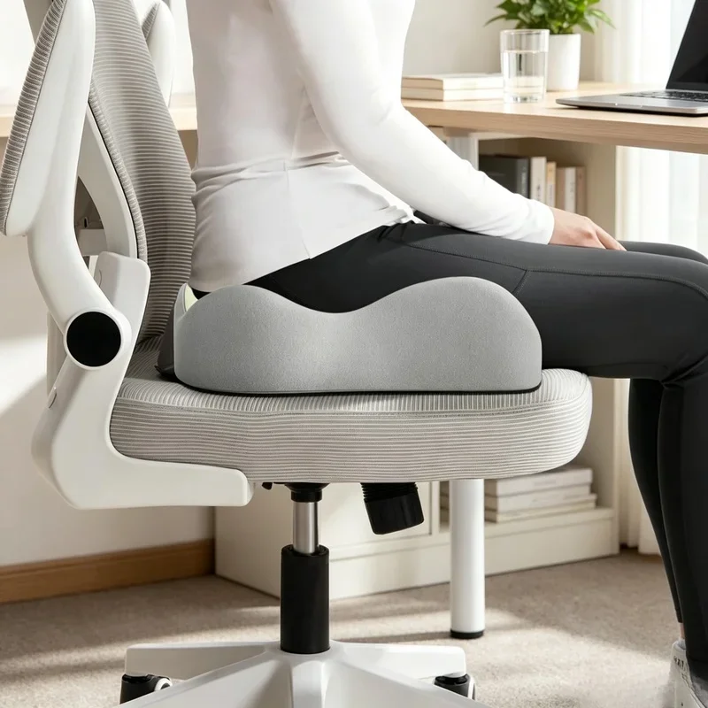 Pressure Relief Ergonomic Memory Foam Seat Cushion 3D Design Washable Cover for Office Chair Car Use