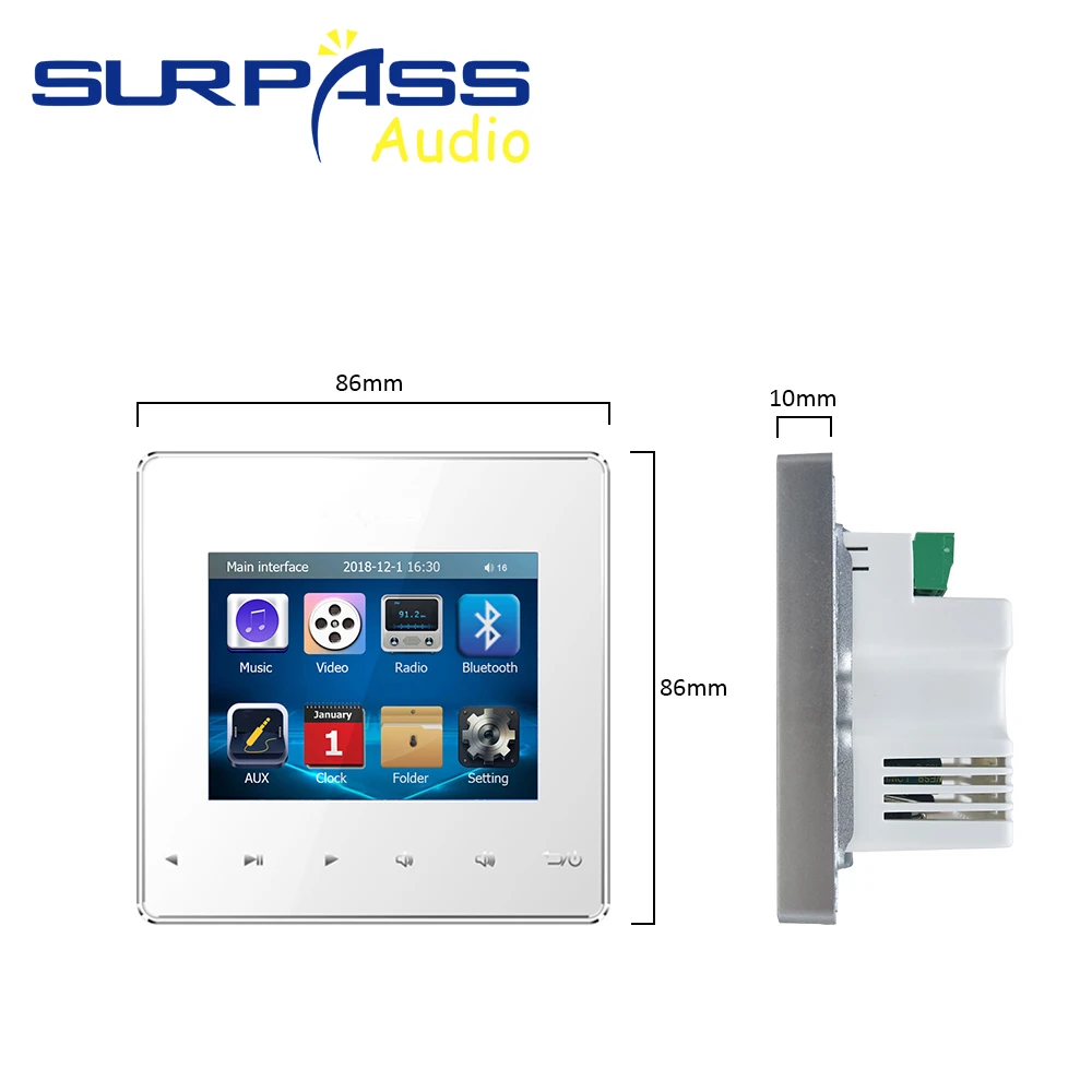 Home Audio Theater Background Music System On-wall Amplifier Ceiling Speaker Horn Mini Screen Bluetooth-compatible AUX FM USB