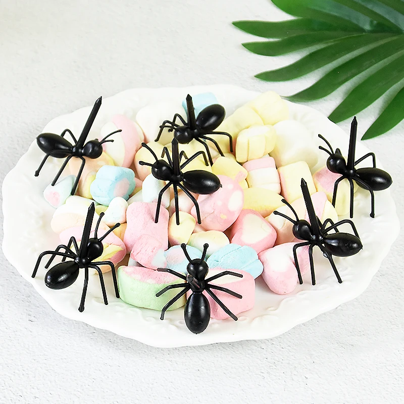 12Pcs Ants Food Fruit Picks Decoration Ant Shape Forks Snack Cake Dessert Tableware For Home Kitchen Party Fruit Pick Decoration