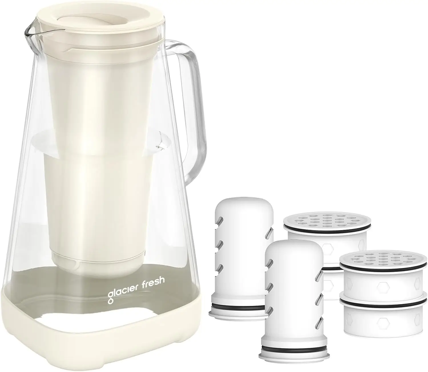 10 Cup Pure Glass Water Pitcher 2 Ultrafiltration Membrane 4 Activated Carbon Filter