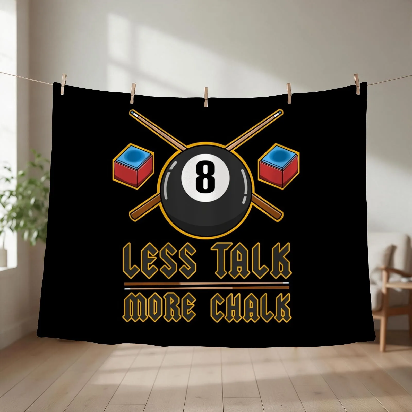 Less Talk More Chalk - Pool Billard Player Throw Blanket couch cozy soft plush fuzzy picnic outdoor blanket
