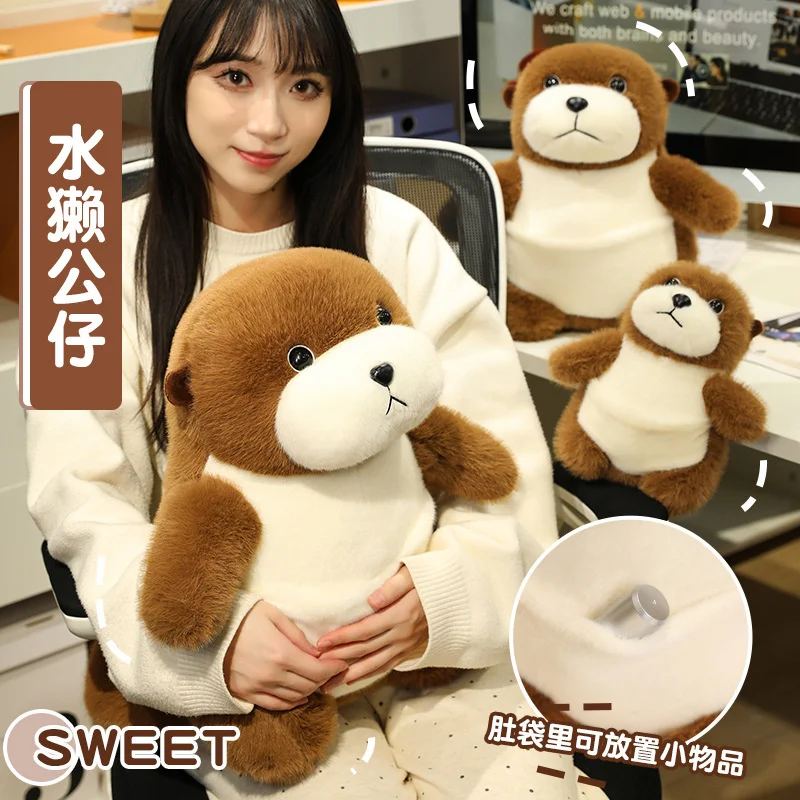 

Милая плюшевая мягкая подушка с изображением бобра и выдры, игрушка в подарок для детей, комфортный декор для сна, Рождественский подарок для детей