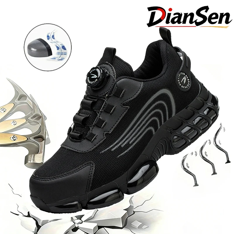 

Мужские рабочие кроссовки со стальным носком, защитные ботинки с поворотной застежкой, неразрушимые противоударные защитные ботинки, амортизирующие ботинки