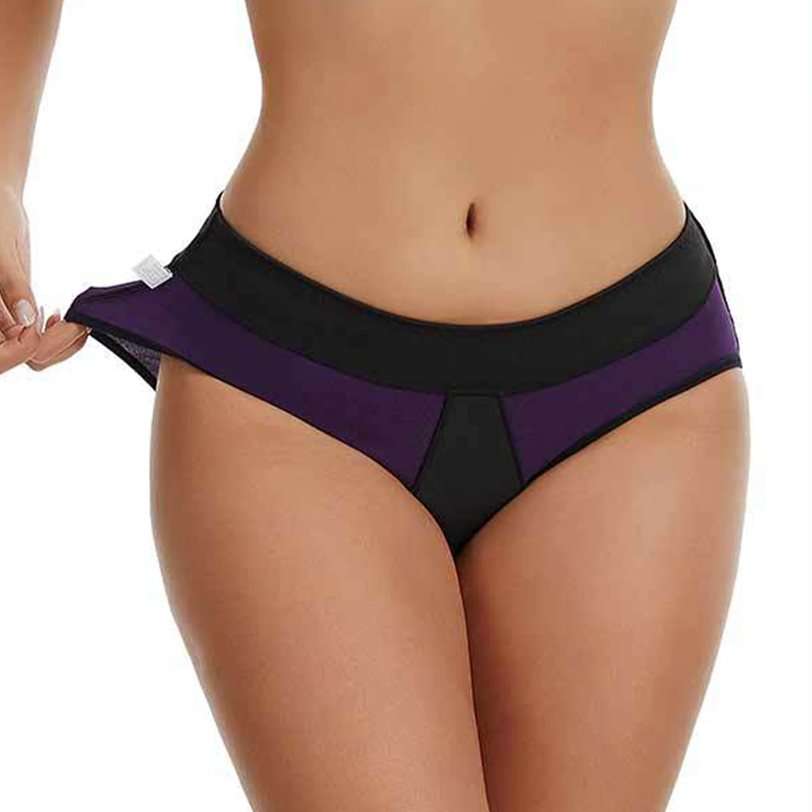 Women Period Panties Mid Waist Elastic Briefs Breathable Tummy Control Underwear for Women Girls Leakproof Reusable Menstrual - view 4