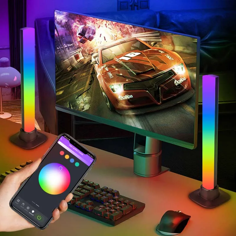 Smart LED Gaming Light Bar, luzes ambiente, modos de cena, bluetooth, cor, tiras barras para gamer, lâmpada de decoração, 2024