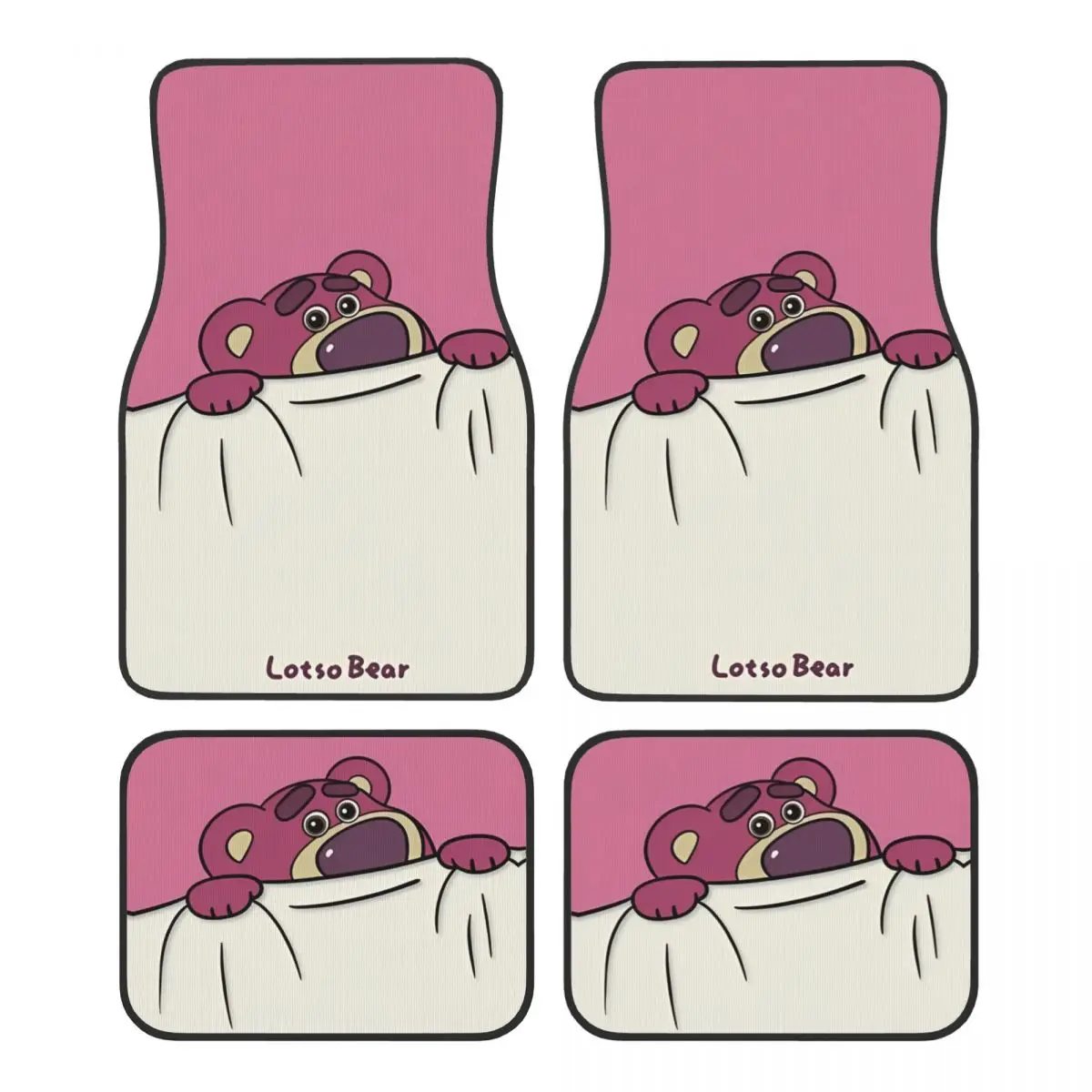 

Автомобильные коврики Lotso Pink Bear, набор из 4 противоскользящих универсальных автомобильных напольных ковриков, подходящих для фургонов и внедорожников