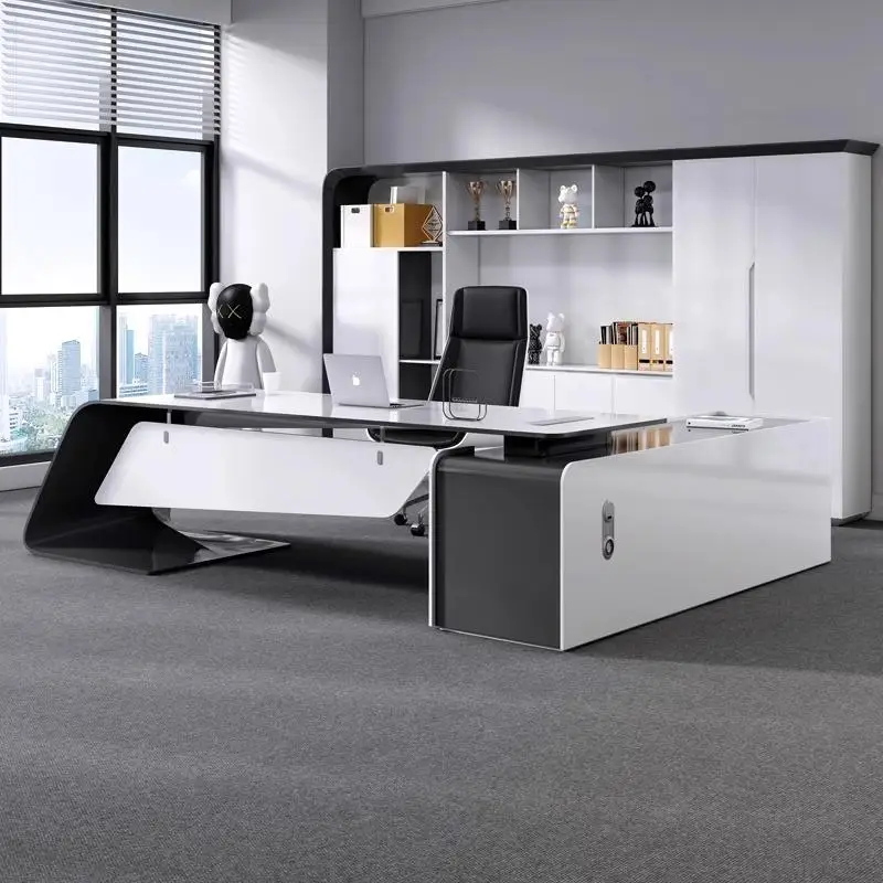 Premium MDF Modular Executive Office Desk Modern L-Shaped Boss Desk CEO One-stop Procurement Office Furniture Package