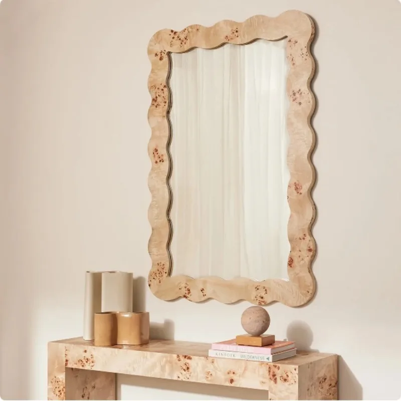 Girls Luxury Decorative Mirrors Wavy Art Wall Modern Aesthetic Hanging Luxury Mirror Portable Square Espelhos Home Decorations