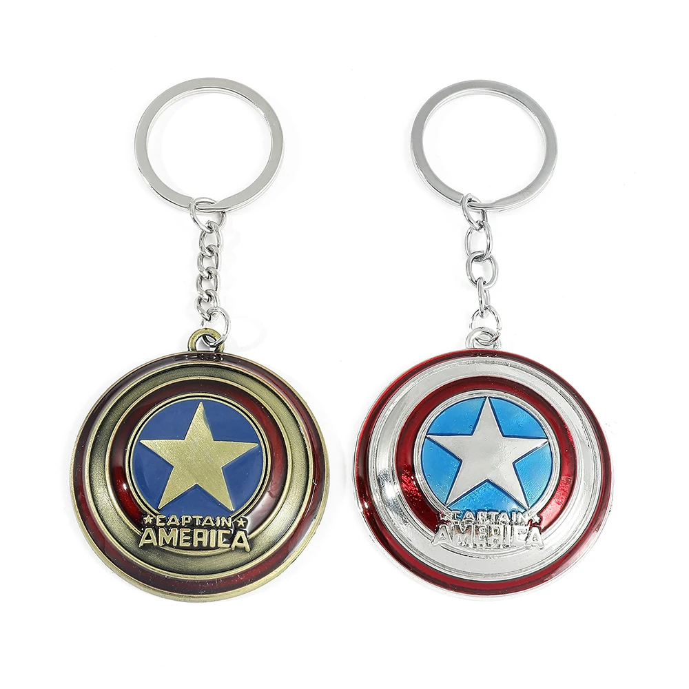 

Captain America Shield Keychain Fun Rotate Relieve Anxiety Toy Keyring Avengers Car Bag Key Holder