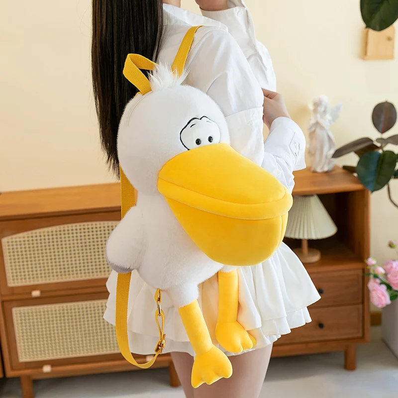 น่ารัก Pelican Plush กระเป๋าเป้สะพายหลังของเล่นน่ารัก Waterfowl ตุ๊กตากระเป๋าเป้สะพายหลังสําหรับเพื่อนวันเกิดคริสต์มาสของขวัญ