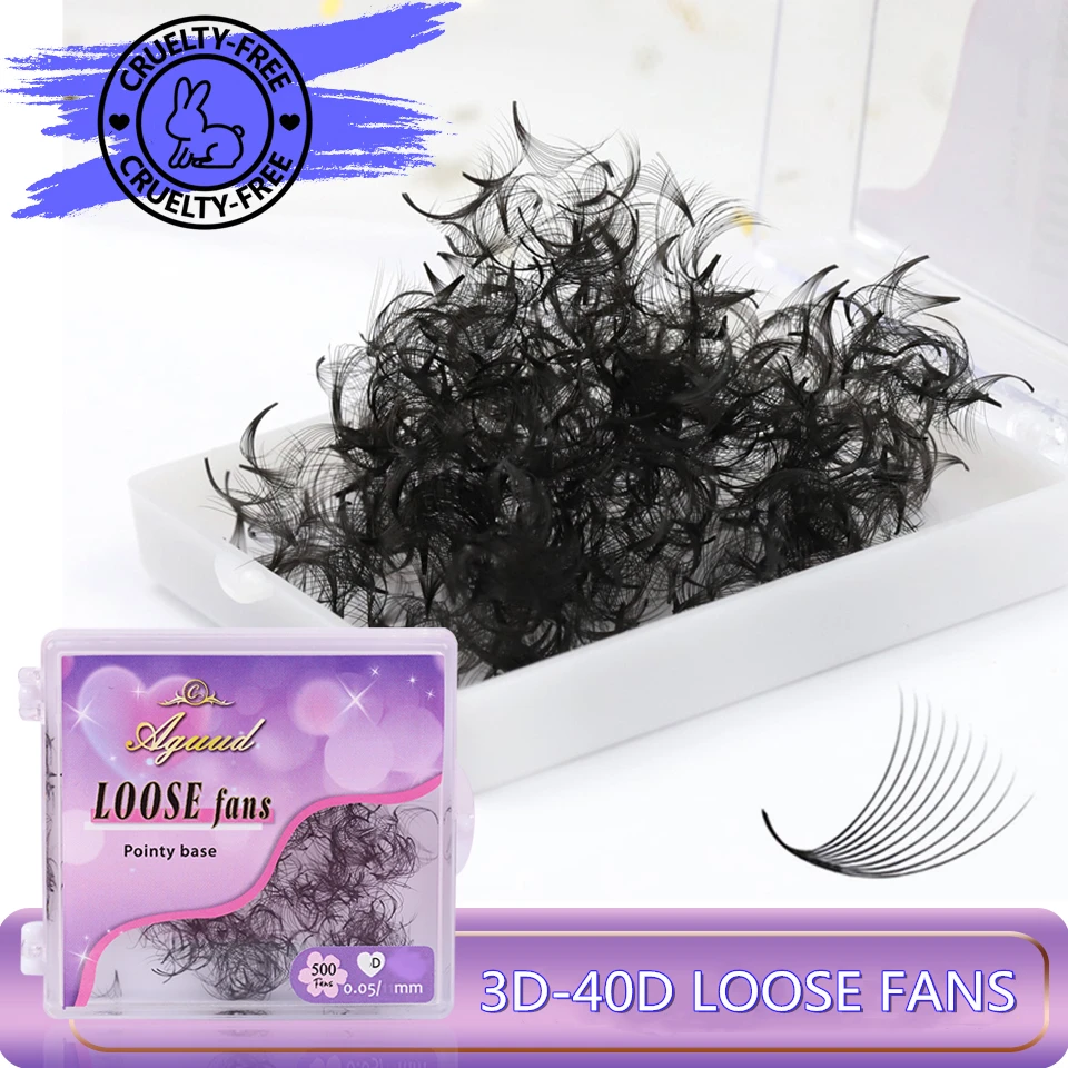 

AGUUD Loose Fans Eyelash All Size 3D-40D Pointy Base Sharp Stem Premade Russian Volume Eyelashes Extensions Loose Fans Lashes