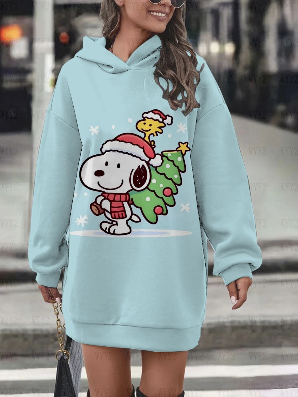 Christmas Collection Women's Comfortable Hoodie Snoopy Print Dress Autumn and Winter Casual Street Style Pullover