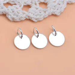 Handmade DIY material accessories S925 Sterling Silver Pendantsmooth round brand pendant, make bracelet accessories