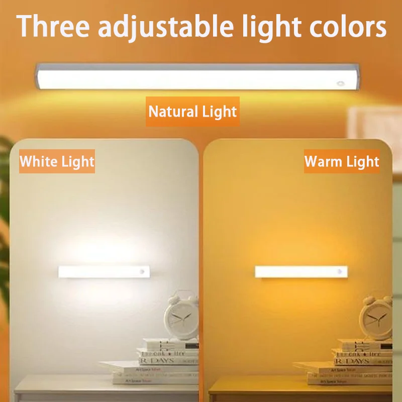 LED Motion Sensor Light Wireless LED Night Light Type C Rechargeable Light Cabinet Wardrobe Lamp Staircase Backlight For Kitchen