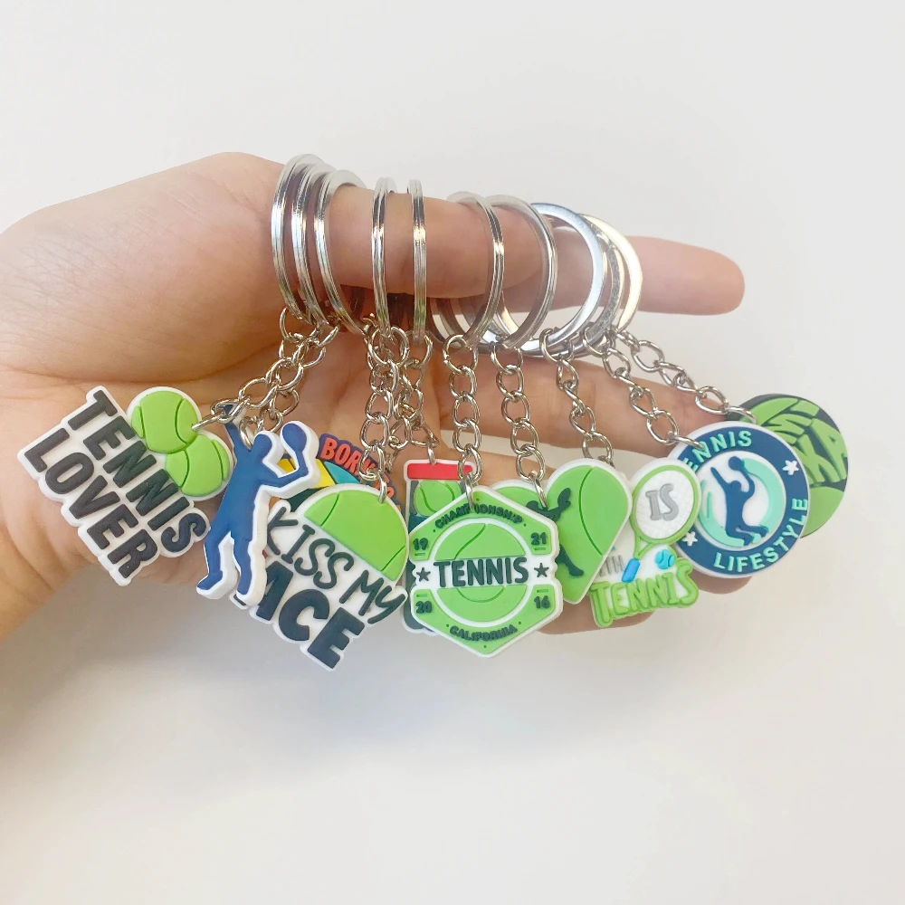 10 Pcs Tennis Keychain Party Favors  Racket Key Rings for Sports Lovers, Team Gifts, and Game Supplies