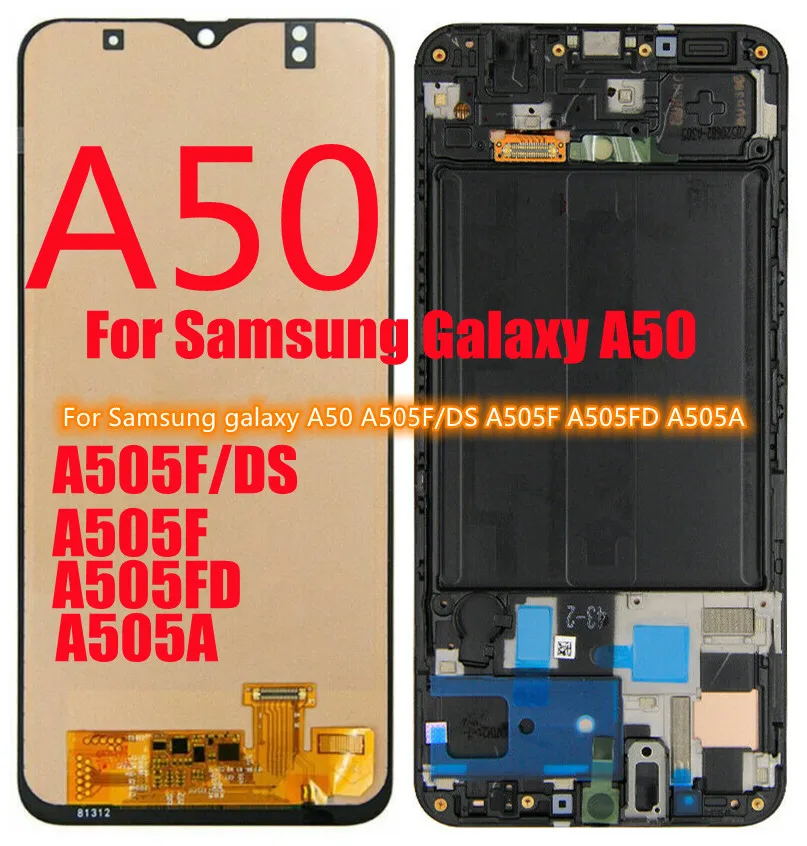 For Samsung Galaxy A50 mobile phone display A505F/DS A505F A505FD A505A display touch screen digitizer assembly replacement