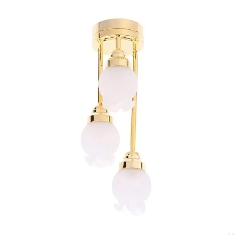 

L38E Miniature Chandelier Lamp Model Figure for 1/12 Dollhouses Living Room Decoration