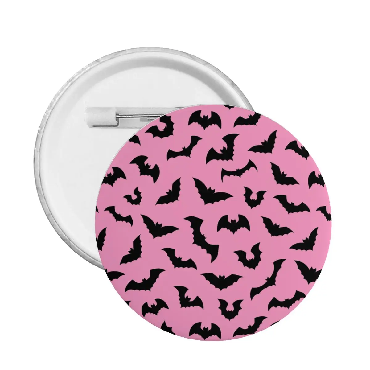 Pastel Goth Pink Black Bats Pin Back Buttons for Clothes Customizable Halloween Witch Badges Brooch Pinback