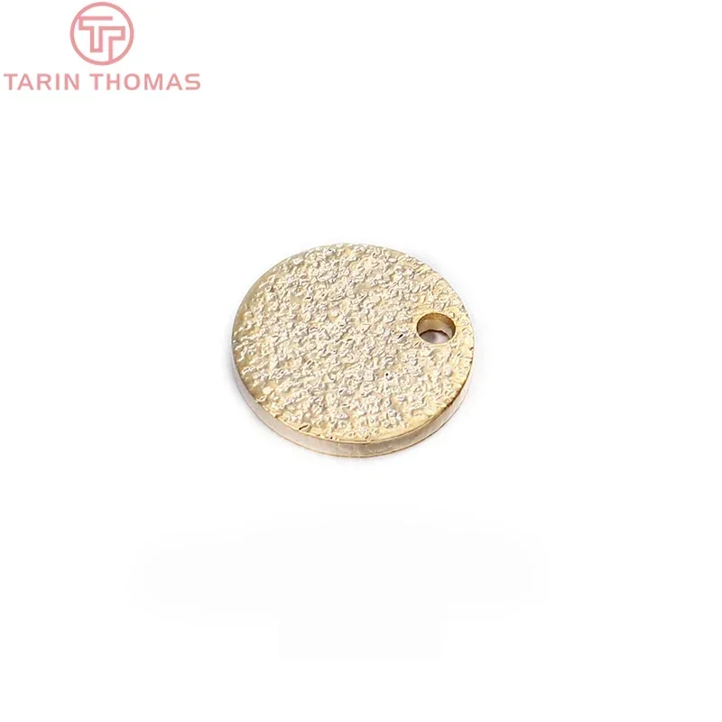 (1279)20PCS 8MM 12MM 24K Gold Color Brass Frosted Round Disk Charms High Quality Diy Jewelry Findings Accessories