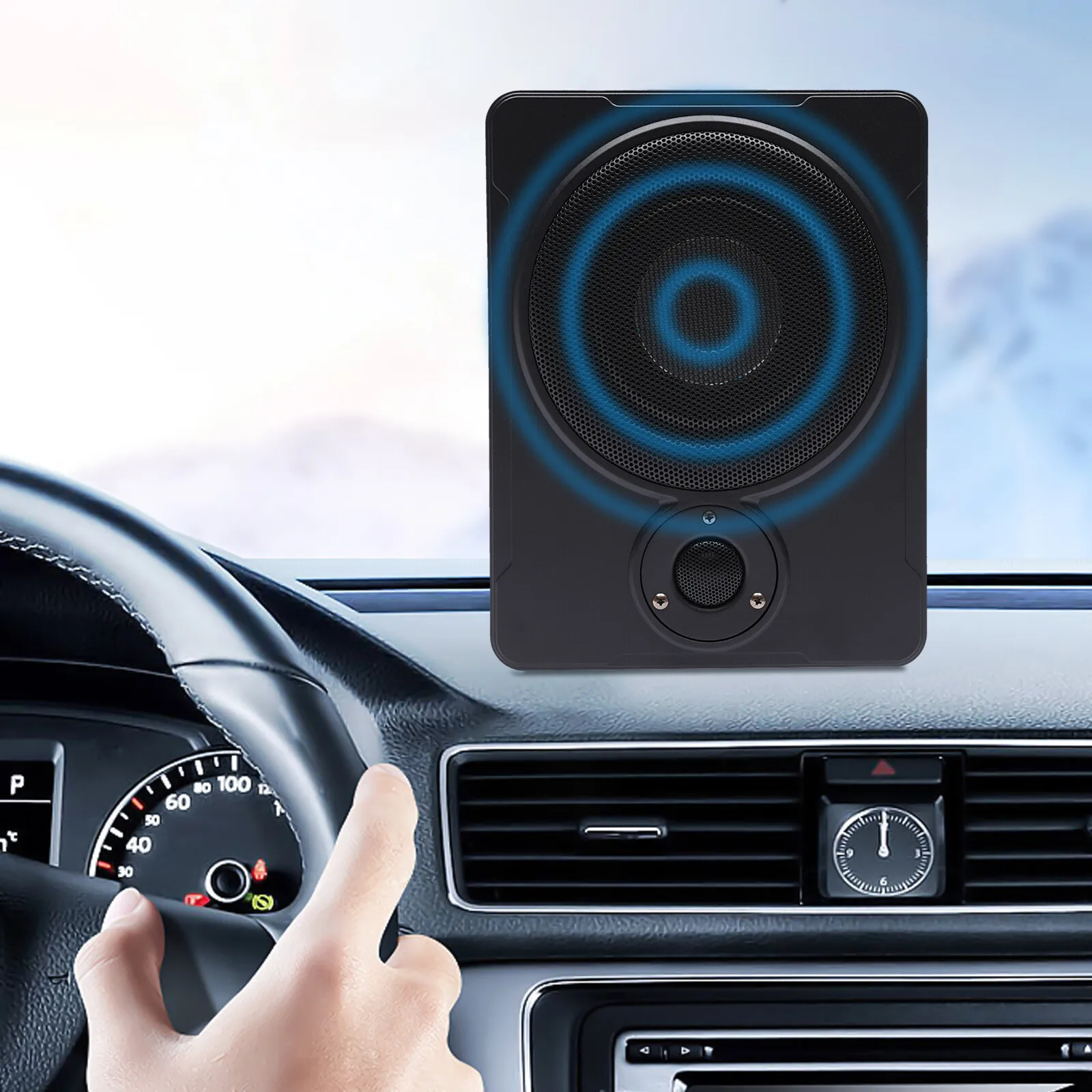 

12В 8-дюймовый активный автомобильный сабвуфер со встроенным усилителем 300Вт, тонкий, под сиденье, с мощным басом