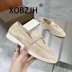 Loafers Zomer Walk Schoenen Mocassines Suède Vrouwen Lente Herfst Mode Causaleleather Metalen Hanger Platte Schoenen Luie Slipon Muiltjes