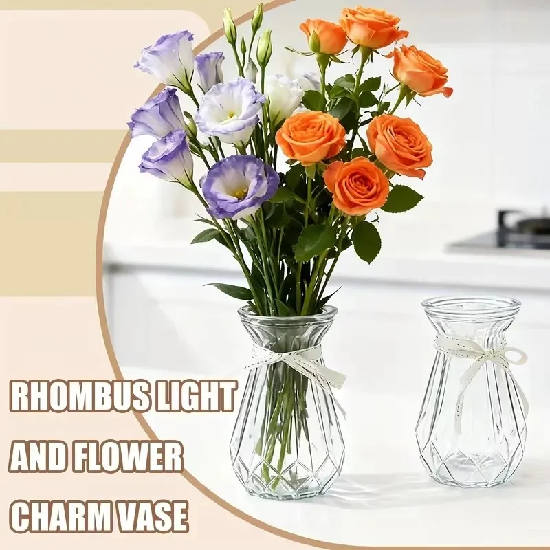 2026 latest models high quality diamond style plastic vase, transparent vase, suitable for table decoration, wedding, home