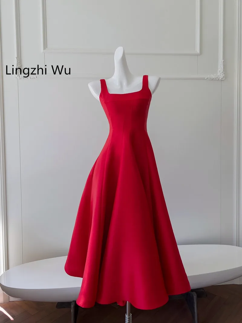 Lingzhi Wu-Elegant Red Toast Dress for Women, Top Quality, Annual Meeting, Engagement, French