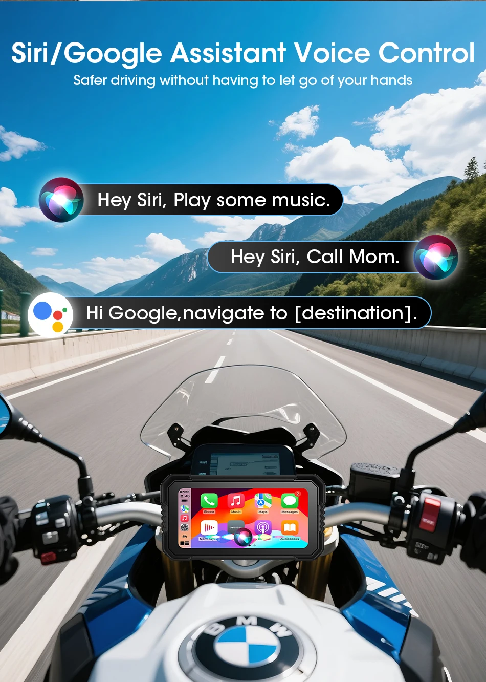 Srnubi Carplay Motorrad für BMW R1200GS/ R1250GS/ R1300GS /S1000XR Moto Navigationsdisplay Android Auto IPX7 Wasserdicht – Detail 7