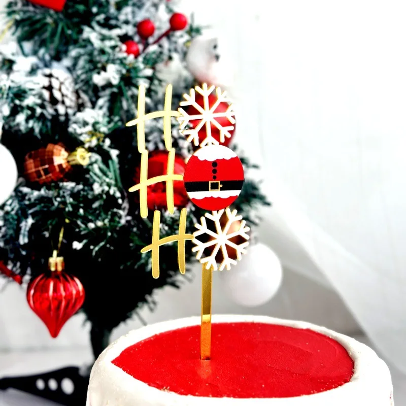 1/3/5 Pcs New Happy Christmas Acrylic Cake Toppers Christmas Party Supplies Cake Decoration Inserts Christmas Party Gift 2025