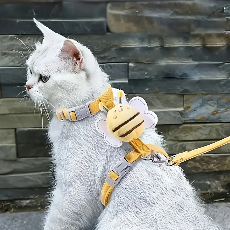 Cat Traction Rope Anti-break Free Special Cat Rope for Going Out I-shaped Adjustable Chest and Back Cat Rope Kitten Collar