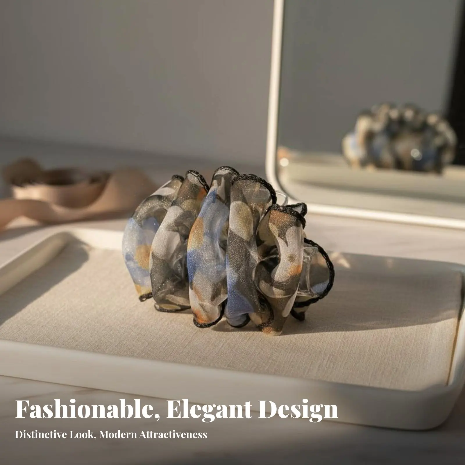 

Элегантная заколка-цветок для волос с рюшами и текстурной отделкой, воздушная, объемная, с цветочным узором, для создания прически-пучка