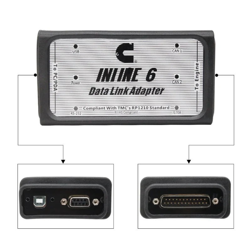 For C- ummins INLINE 6 Data Link Adapter Heavy Duty Truck Diagnostic Tool For Cummins Insite V7.62 V8.7 Pro INLINE6 OBD2 Scanner