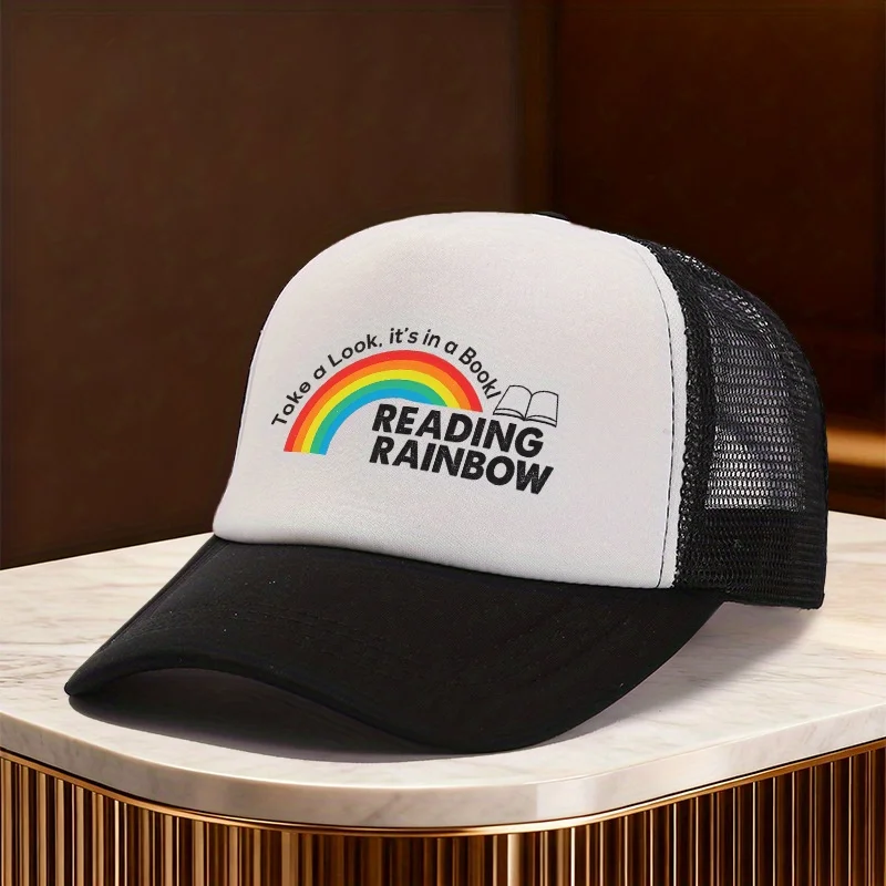 Reading Rainbow Trucker Hat Take a Look It's in a Book Graphic Mesh Baseball Cap Unisex Adult Casual