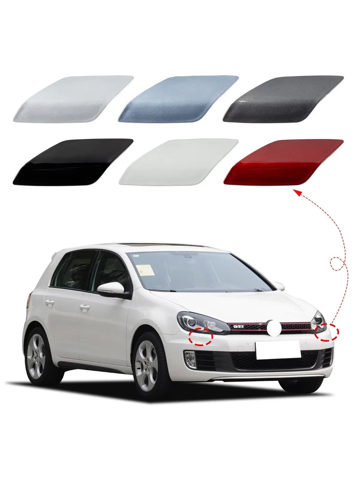 Osłona spryskiwacza reflektorów przedniego zderzaka do VW Golf VI 6 MK6 GTI 2009 2010 2011 2012 5K0955109A 5K0955110A — 2