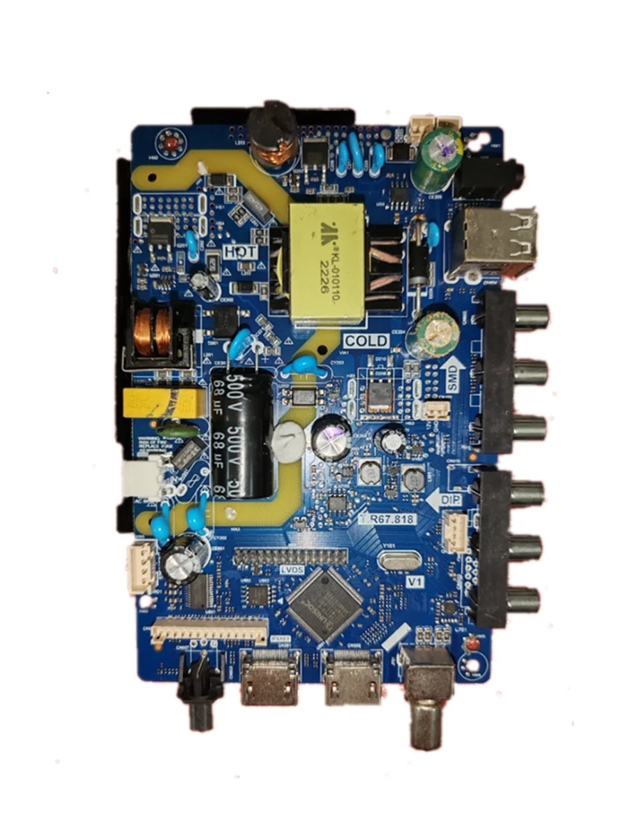 T.R67.818   Three in one TV motherboard, tested, physical photo, for 2av  36--63v 600ma 48w