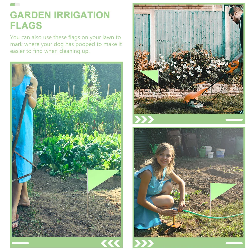 8Pcs Marking Flags Bright Colored Triangle Flags Bamboo Pole for Garden Lawn Yard Sprinkler Irrigation Dog Training Survey