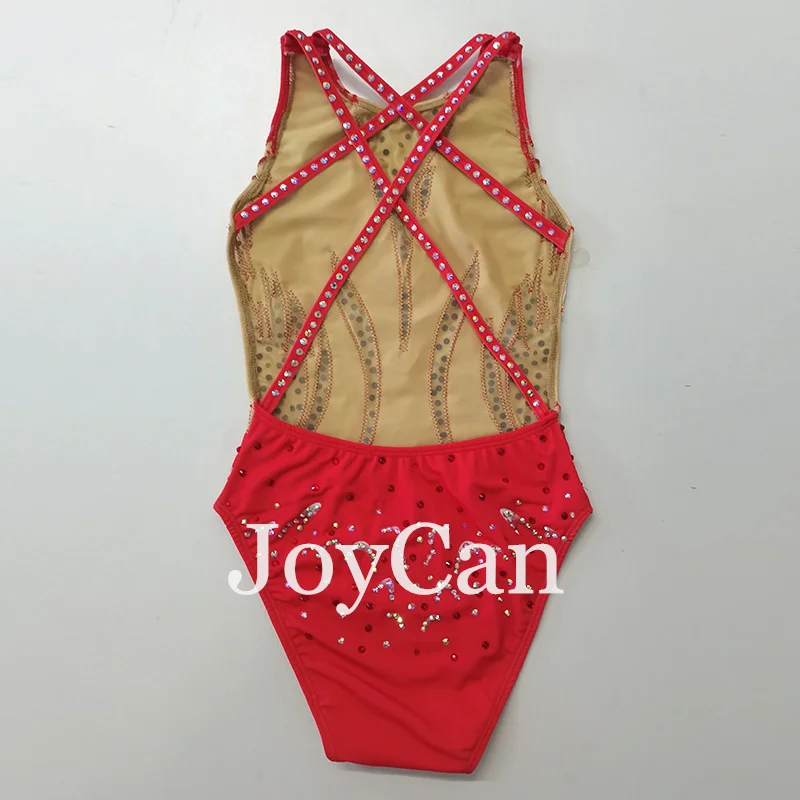 JoyCan Swimming suits Girls Women Red Synchronized Swimming Wear for Competitiion