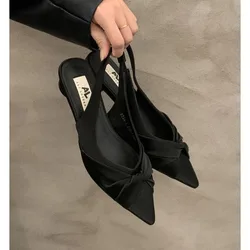 Fashion Shoes Female One Pedal Women's Pumps Pointed Toe Bow Tie Sexy Dress Party Shoes Ladies Shallow Low Heel Shoes