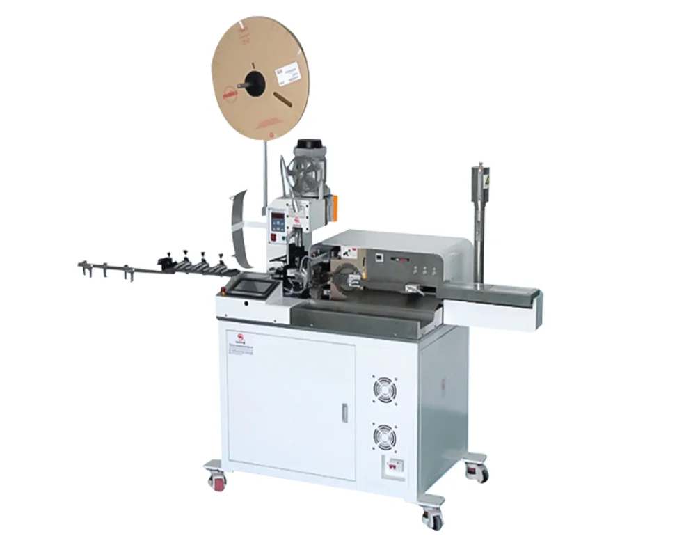 آلة العقص التلقائي LED ضوء سلك كابل قطع الكابلات تجريد لحام مع الجانب الآخر