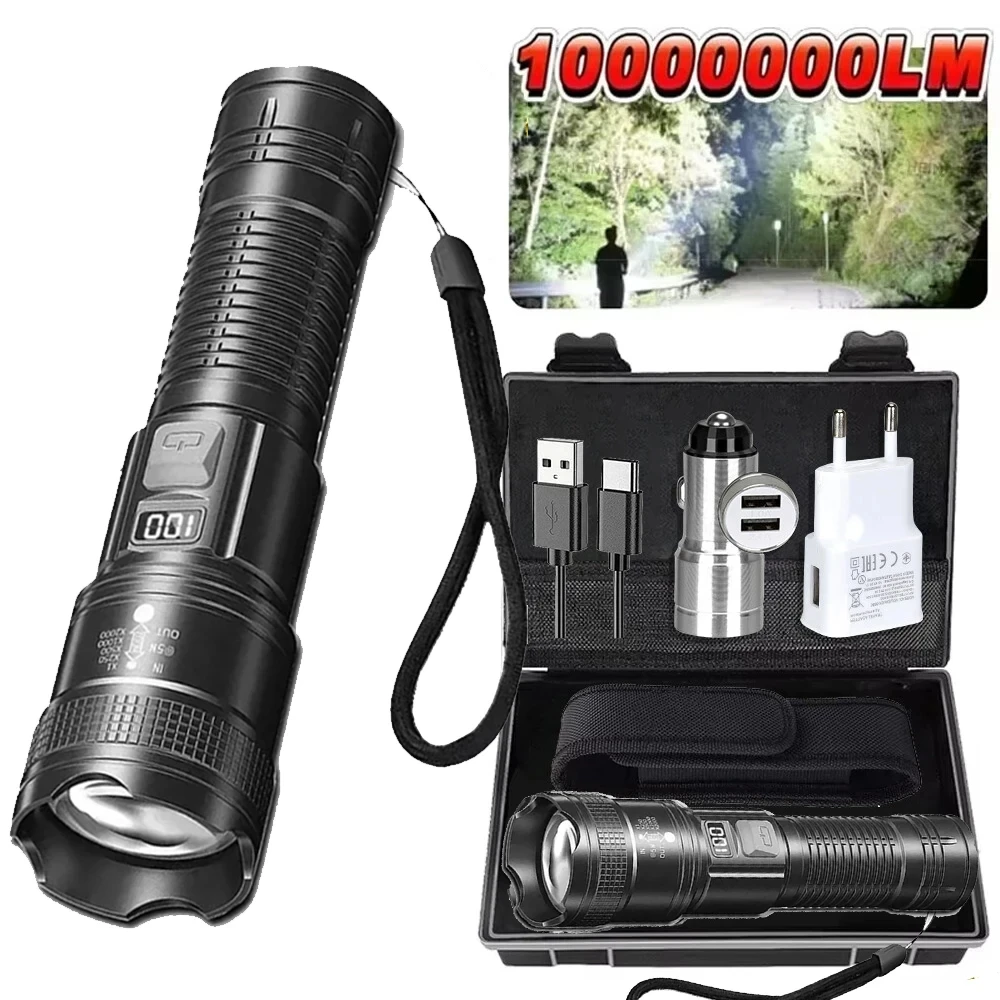 2Pack Super Bright Flashlight Rechargeable LED Long Range Tactical Torch Lamp for Outdoor Waterproof Camping Fishing Lantern
