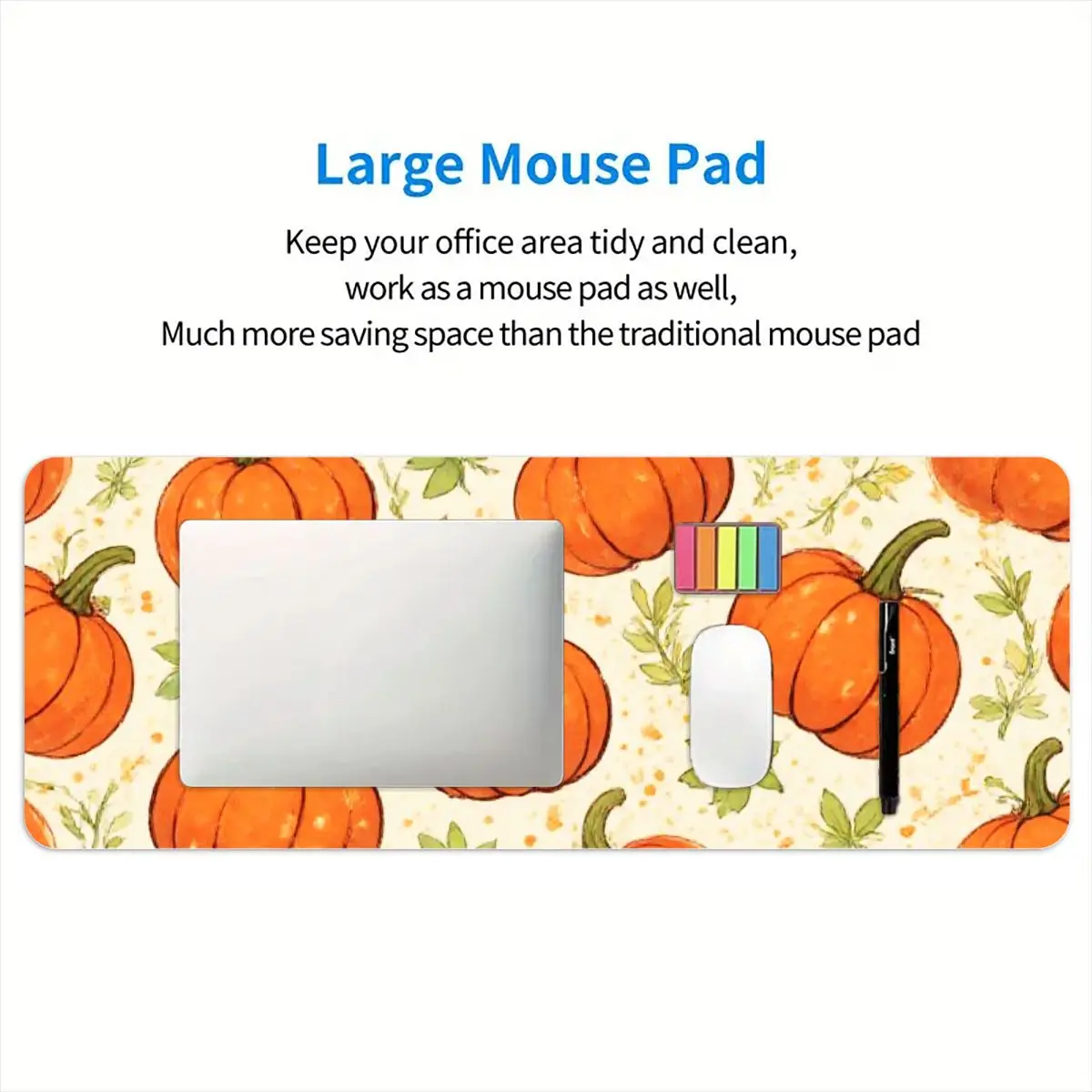Alas Mouse Kain Anti-Selip yang Nyaman dengan Pola Labu Lucu Bertema Musim Gugur untuk Kantor & Rumah, Hadiah Halloween Thanksgiving untuk Teman